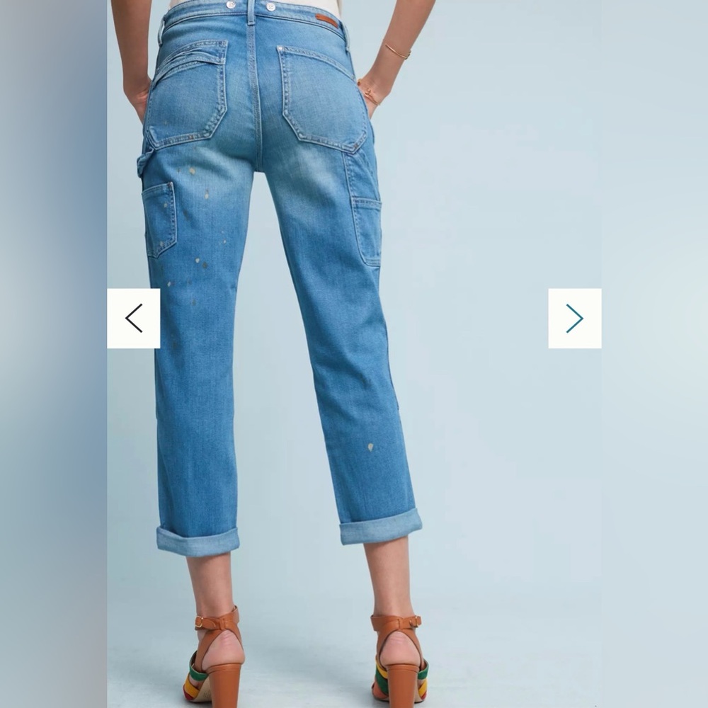 Anthropologie Pilcro Paint Splatter Bandana Cuffed Utility Carpenter Jeans (31) - Picture 7 of 13